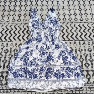 Elegant Blue Floral Women's Dress